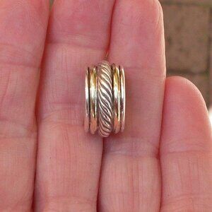 Single David Yurman Cable Classic Hoop Earring - 14K/925 - Single DY Back